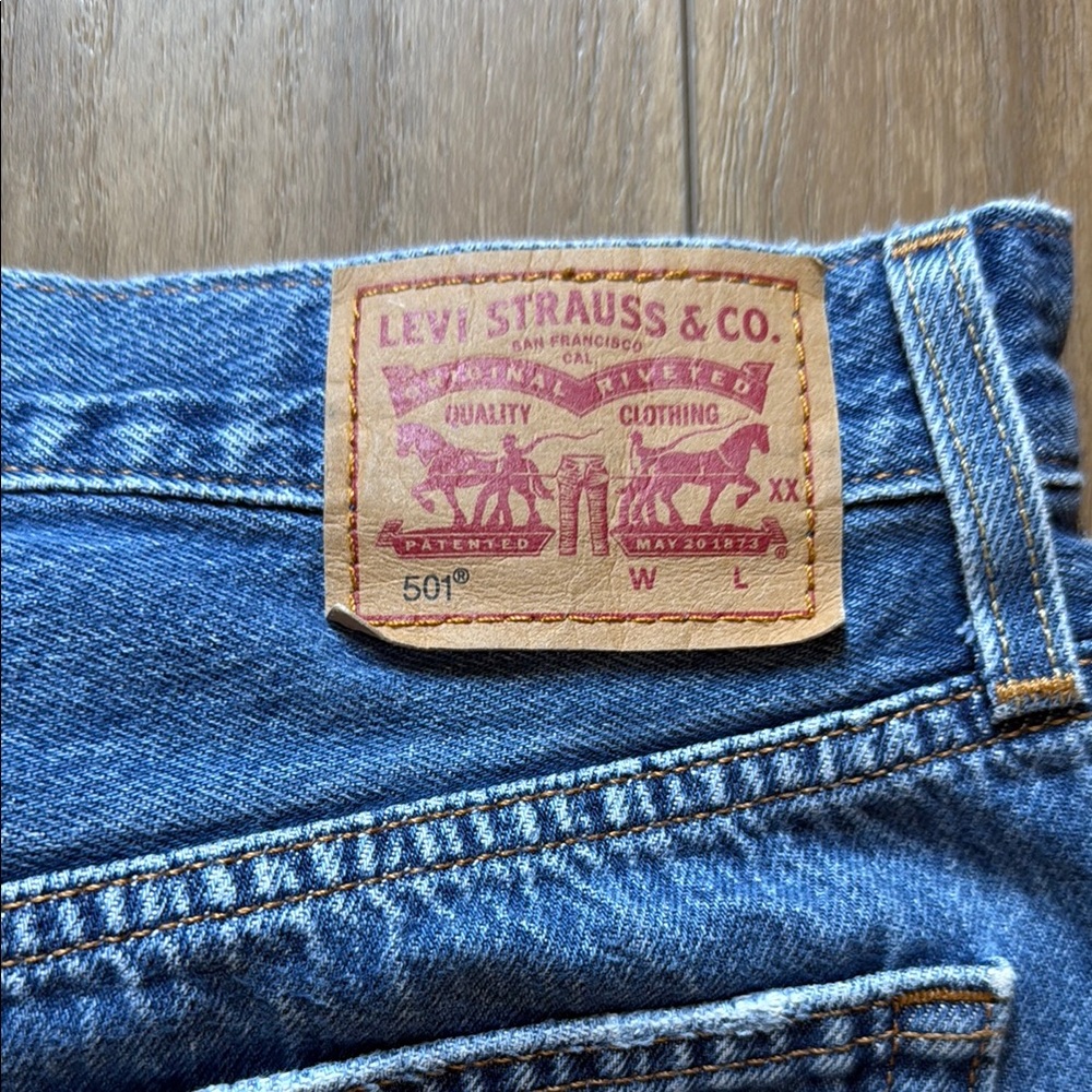 Levi's Blue Distressed Jean Shorts